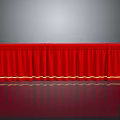 Red Curtain With Gold Decorative Edge For Event Stage Decoration