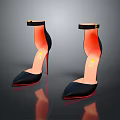 Stylish Women's Black High Heels With Ankle Strap And Red Sole Design