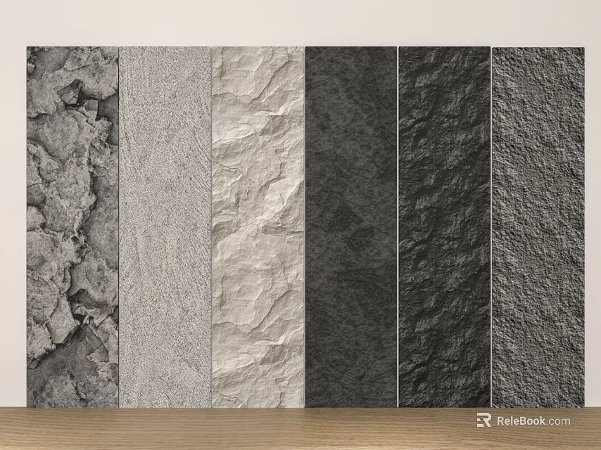 Natural Stone And Wood Textures For Wall Surface Decoration Samples 3d model 