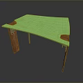 Unique Modern Dining Chair With Green Seat And Wooden Legs Design
