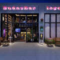 Modern Bar Interior Design With Cozy Tables Chairs Hanging Lights And Wall Art Decor