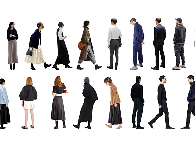 Diverse Group of People Wearing Different Outfits and Walking in Various Poses 3d model