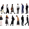 Diverse Group of People Wearing Different Outfits and Walking in Various Poses