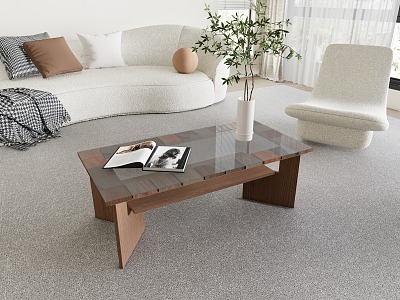 Modern walnut glass coffee table sofa coffee table combination wind model