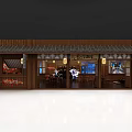 Traditional Chinese Style Restaurant Interior With Wooden Furniture Lanterns Tables Chairs And Decorative Art