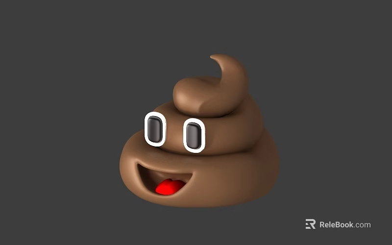 Funny Cartoon Poop Shaped Decorative Ornament Set With Eyes And Red Mouth 3d model 