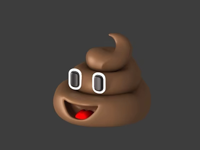 Funny Cartoon Poop Shaped Decorative Ornament Set With Eyes And Red Mouth 3d model
