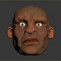 3D Character Head Model With Wrinkled Skin Green Eyes And Red Lips