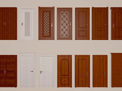 Swing Doors Various Designs and Styles for Home Interior with Wooden and White Panels 3d model
