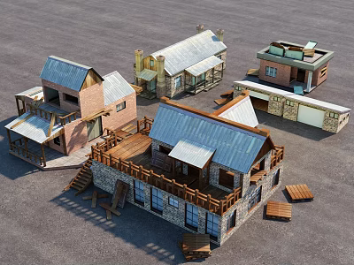 Modern House Building House House Country Town Factory Factory Lumber Factory bungalow 3d model