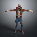 Man in Brown Jacket with Scarf Jeans and Backpack Standing with Arms Outstretched