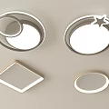 Modern Ceiling Lights with Various Shapes Including Round Square Oval and Star Design 3d model