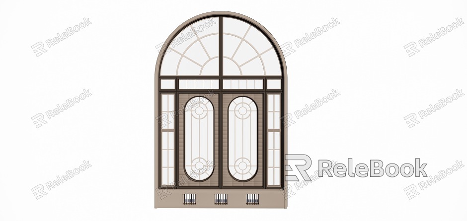 European-style carved glass fan-shaped window model