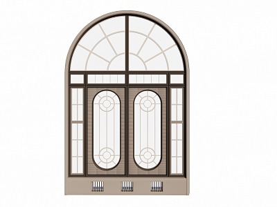 European-style carved glass fan-shaped window model