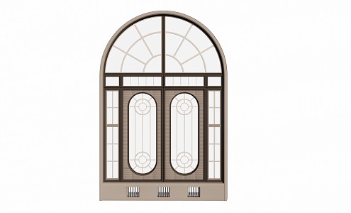 European-style carved glass fan-shaped window 3d model