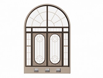 European-style carved glass fan-shaped window 3d model