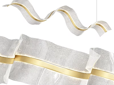 Wave Shaped Silver Pendant Light With Gold Accents For Modern Spaces 3d model
