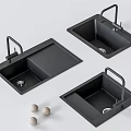 Modern Black Kitchen Sinks With Faucet And Decorative Balls Design