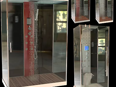 Modern Steam Shower Sauna Interior With Glass Enclosure Multiple Jets And Control Panel 3d model