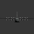 Large Transport Aircraft With Six Propeller Engines Green Cockpit Windows And Silver Fuselage
