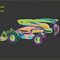 Yellow And Gray Industrial Mechanical Robot With Wheels Arm And Tool Parts