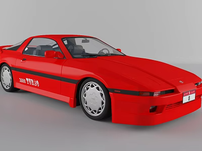 Red Two Door Sports Car With Silver Alloy Wheels And Classic Exterior Design 3d model