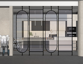 Modern partition glass screen partition 3d model