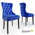 Elegant Blue Velvet Chairs With Tufted Backrest And Black Wooden Legs