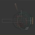 Green Barbecue Grill With Open Lid Grill Rack And Food Items On Metal Legs
