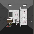 Modern Other Bathroom Interior Design With Marble Walls Toilet Sink And Grab Bars