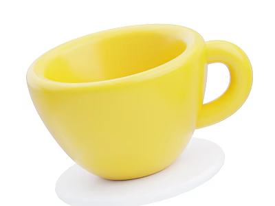 Vibrant Yellow Cup on White Saucer Perfect for Tea or Coffee 3d model