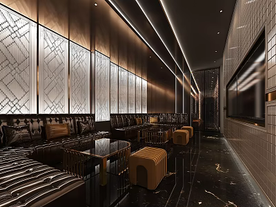 Modern KTV Interior Design With Luxury Seating Decorative Walls And Ambient Lighting 3d model