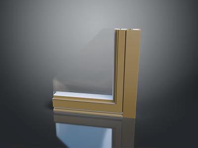 Modern Entrance Door With Golden Metal Frame And Transparent Glass Panel Design 3d model
