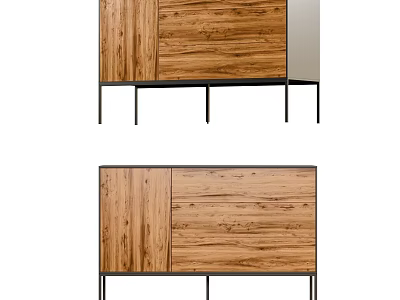 Modern Wooden Storage Cabinet Design With Two Doors And Black Legs 3d model