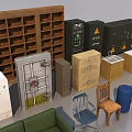 Modern Office Desk Setup With Bookshelves File Cabinets And Office Supplies