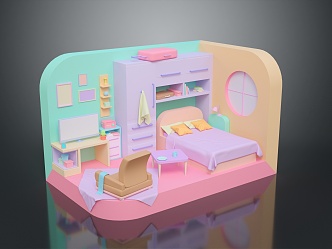 Cartoon Bedroom Cartoon Room Game Bedroom Children Bedroom Creative Bedroom Animation Bedroom 3d model