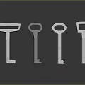 Four Different Designed Metallic Shiny Jewelry Keys on Dark Gradient Background