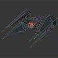 Electronic Model Spacecraft with Detailed Black Structure and Red Lighting Features 3d model