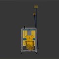 Professional Cleaning Cart With Yellow Trash Bins Blue Shelves And Wheels