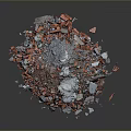 Red and Gray Construction Debris Pile with Various Broken Stones and Bricks