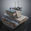 Military Tactical Armored Vehicle With Tracks Antennas And Missile Launchers