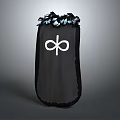 Black Fashion Cape With Feather Trim On Top And White Symbol Middle