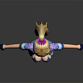 Game and Movie Character Featuring Blonde Hair Crown Headpiece Purple Blue Outfit Shorts