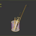 Practical Metal Mesh Pen Holder With Colorful Pens And Scissors For Daily Use