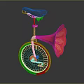 Vintage Unicycle Featuring Black Seat Red Horn Shaped Decoration And Sturdy Wheel