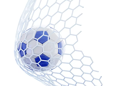 Professional Soccer Ball Sports Equipment Caught Inside Durable Hexagonal Goal Net 3d model