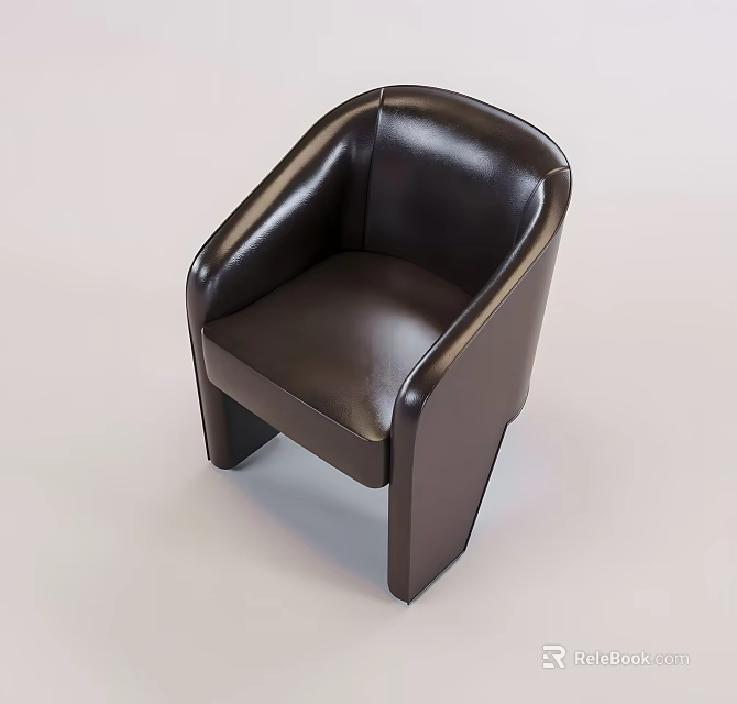 Modern Black Leather Leisure Chair with Curved Armrests and Sleek Design Structure 3d model 