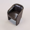 Modern Black Leather Leisure Chair with Curved Armrests and Sleek Design Structure