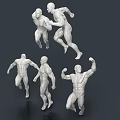 3D Rendered Male Mannequins Showcasing Various Muscular Poses Including Running Standing Flexing