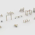 Wooden Outdoor Playground Equipment Featuring Swings Climbers Seesaws And Monkey Bars